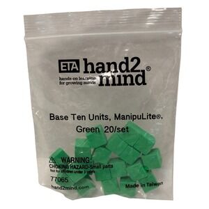ETA hand2mind ManipuLite Base Ten Units Green 20/set Math Manipulatives